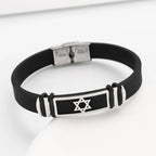 New Simple Style Black High Quality Silicone Alloy Hexagram Star Men's Bracelet Popular Glamour Men Accessories
