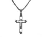 Templar Cross Round Medal Pendant Necklace — Stainless Steel