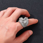 Iced Out Cross Jesus Ring Stainless Steel CZ