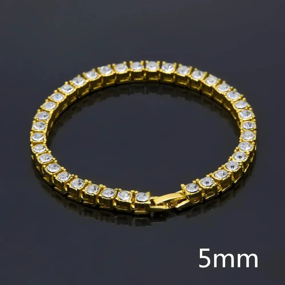 Iced Out 1 Row Square Cubic Zirconia Tennis Chain Bracelet