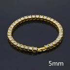 Silver Color Hip Hop Tennis Chain Bracelet 1 Row Square Cz Stone Iced Out Bling Bracelets For Men Women 18cm New Year Jewelry