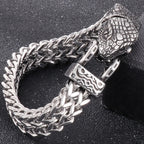 Nordic Viking Jewelry Man Bracelet With Snake Owl Wolf Head Solid Stainless Steel 12MM Mesh Link Chain Men's Bracelets