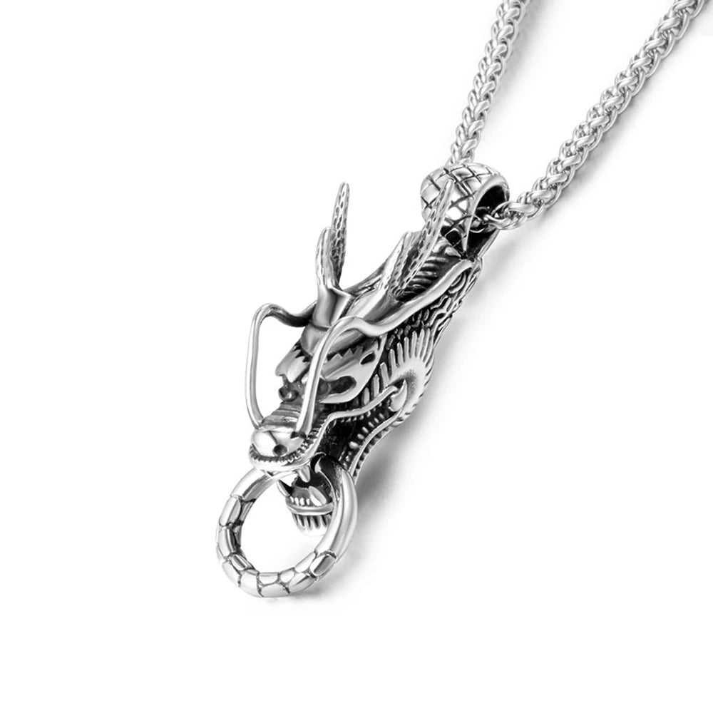 Dragon Head Pendant Necklace — Stainless Steel