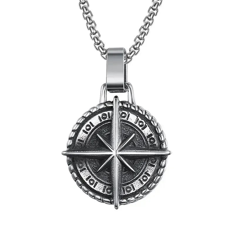 Quality Fashionable Medal Necklace Pendant Pirate Ship Compass Personality Men's Necklace Pendant Hip Hop Jewelry Trend
