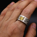 Rings for Men Women Retro Silver Color Jewelry Cute Smile Star Demon Pattern Ring Adjustable Trendy Gifts