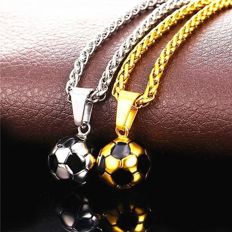 Football Charm Pendant Necklace — Gold