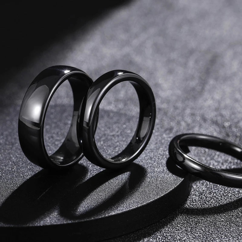 Kolmnsta 2/4/6mm Black Brushed Fashion Ceramic Ring Women Men Wedding Rings Engagement Band Female Jewelry bague Plus