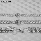 ICAM 3-11mm Men's Bracelets Silver Stainless Steel Curb Cuban Link Chain Bracelets For Men Women Wholesale Jewelry Gift