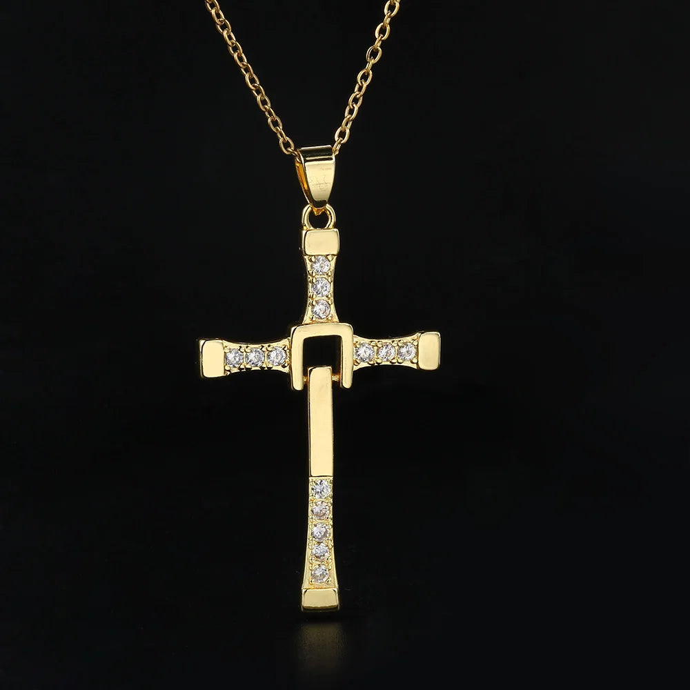 Cross Pendant Rope Chain Necklace Stainless Steel