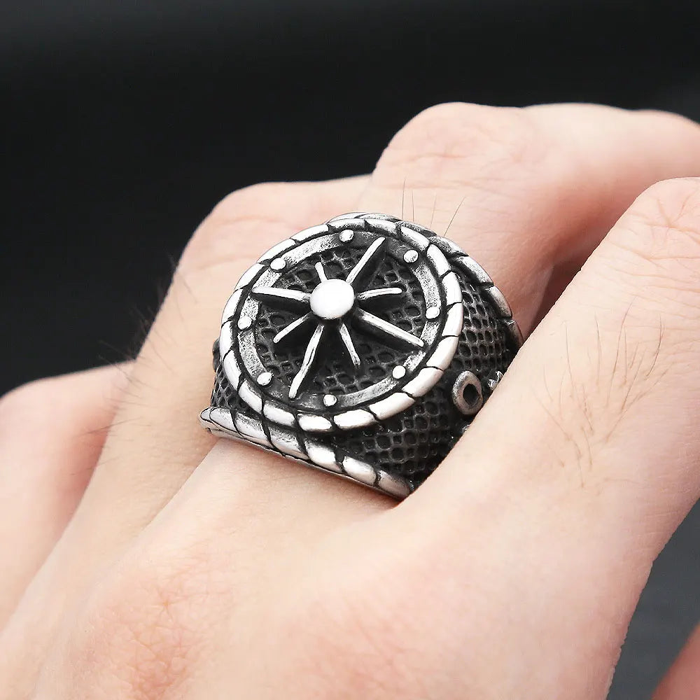 Viking Odin Compass Ring — Stainless Steel