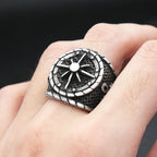Viking Odin Compass Ring — Stainless Steel