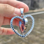 Iced Out Heart Photo Pendant Necklace