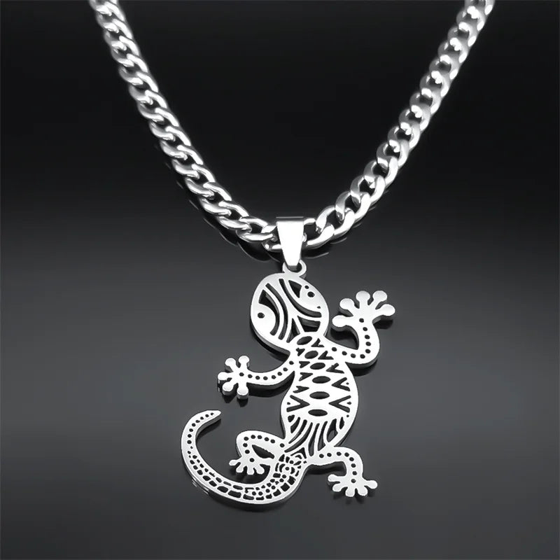 Gecko Statement Chain Necklace — Stainless Steel
