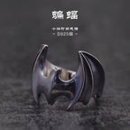 Buyee 925 Sterling Silver Male Big Ring Finger Black Bat Open Ring for Women Men Fashion Animal Punk Fine Jewelry