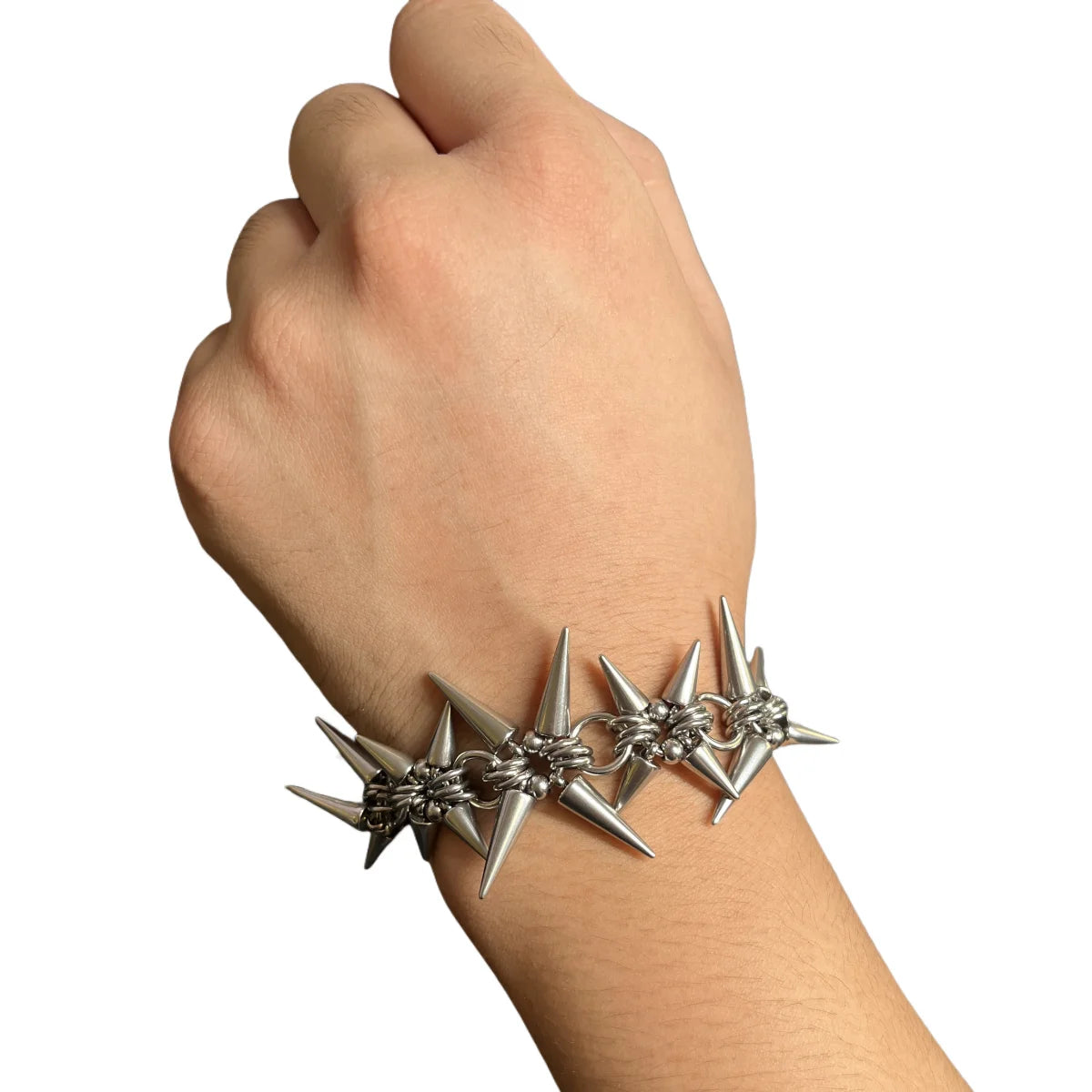 Grunge Rivet Chain Necklace — Geometric Goth Charm