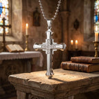 Stainless Steel Cross Pendant Necklace for Men Silver Gold Black Zirconia Jesus Cross Jewelry
