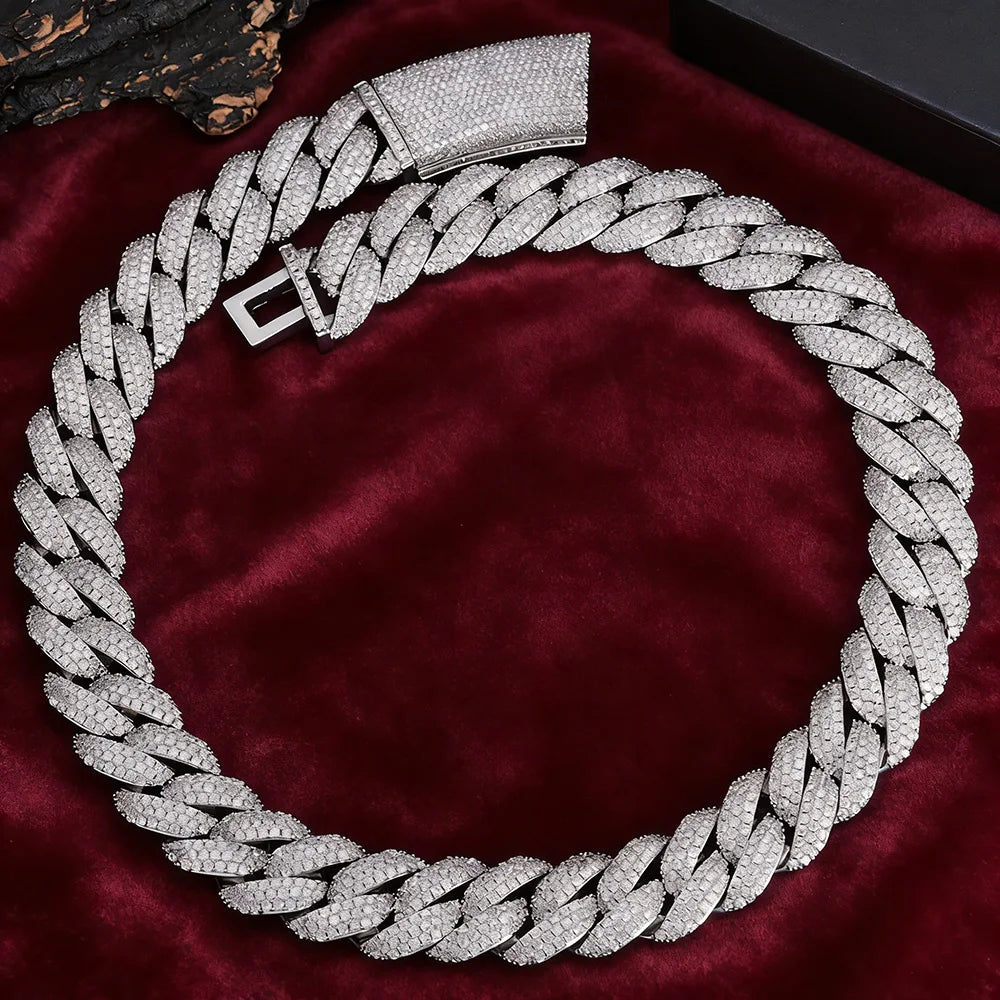 Iced Out Cuban Chain Necklace Stainless Steel 18MM