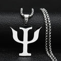 Greek Letter Silver Pendant Necklace — Stainless Steel
