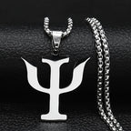 Greek Letter Silver Pendant Necklace — Stainless Steel
