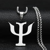 Greek Letter Silver Pendant Necklace — Stainless Steel