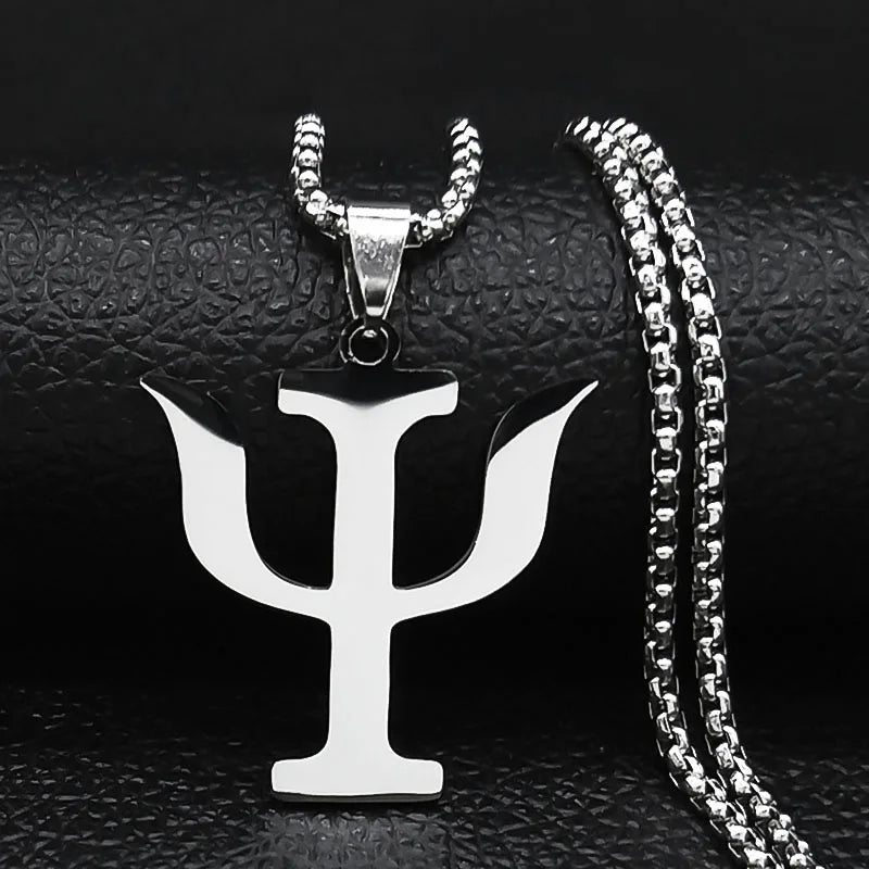 Greek Letter Silver Pendant Necklace — Stainless Steel