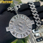 Iced Out Self Made Pendant Necklace Big Silver Color Cubic Zirconia CZ Heavy Chunky Letter Round Star Charm Hip Hop