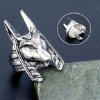 classic Anubis Alloy Ring, Men's Gothic Hip Hop Jewelry, Retro Steel Warrior Band (Steel Color) For Male Boy