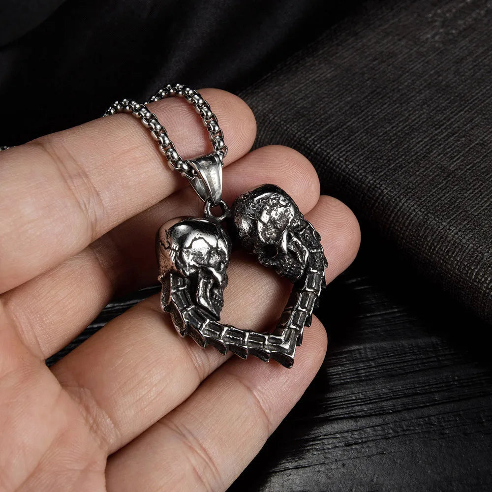 Skull Steel Pendant European American Double Love