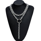 Fashion Chain Link Choker Heart Lock Cross Necklace Pendant For Women Men Silver Color Goth Jewelry Party Punk Long Necklaces