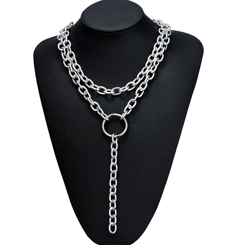 Fashion Chain Link Choker Heart Lock Cross Necklace Pendant For Women Men Silver Color Goth Jewelry Party Punk Long Necklaces