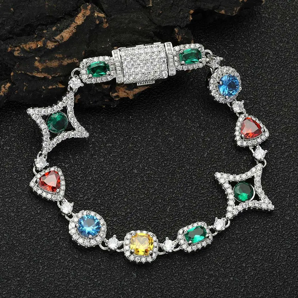 Iced Out CZ Colorful Bracelet Gold 18K