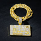 Men's Hip Hop VISA Golden Silvery Card Pendant Necklaces With 5mm 24 Inch Long Chain Credit Card Pendants for Daily Wear Unisex