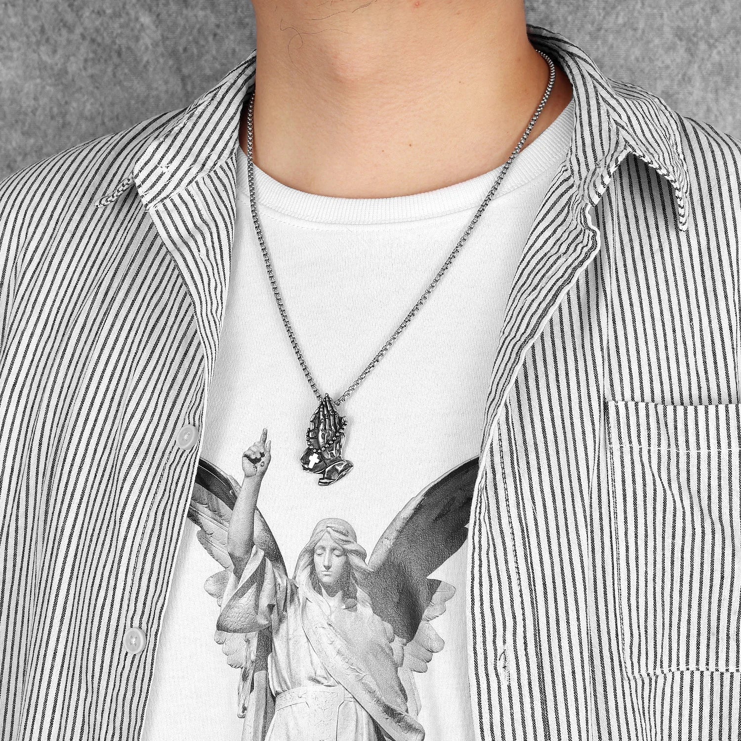 Let Us Pray Pendant — Stainless Steel