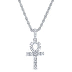 Men Women Hip Hop Cross Pendant Necklace With 4mm Zircon Tennis Chain Iced Out Exquisite Bling Jewelry Fashion Trendy Creative