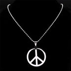 Peace Symbol Stainless Steel Chain Necklaces for Women Unisex Simple Silver Color Necklace Jewelry Women or Men Jewelry