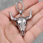 Cattle Skull Long Men Necklaces Pendants Chain Punk Unique for Boyfriend Male Stainless Steel Jewelry Creativity Gift
