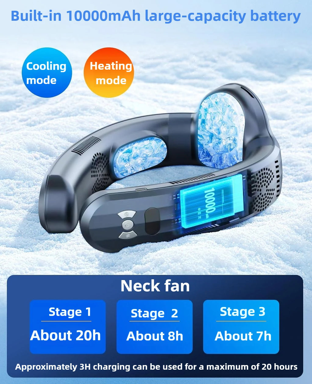 2026 New Upgrade Semiconductor Refrigeration Neck Fan Intelligent Digital Display Cold And Hot Dual-purpose Bladeless