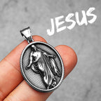 Cross Jesus Pendant Necklace — Stainless Steel