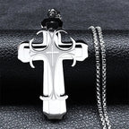 Big Cross Jesus Necklace for Man Stainless Steel Gold Color Christ God Chain Necklaces Christmas Gift Jewelry collar