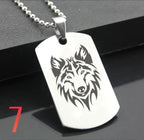 Wolf Dog Tag Pendant Necklace — Stainless Steel