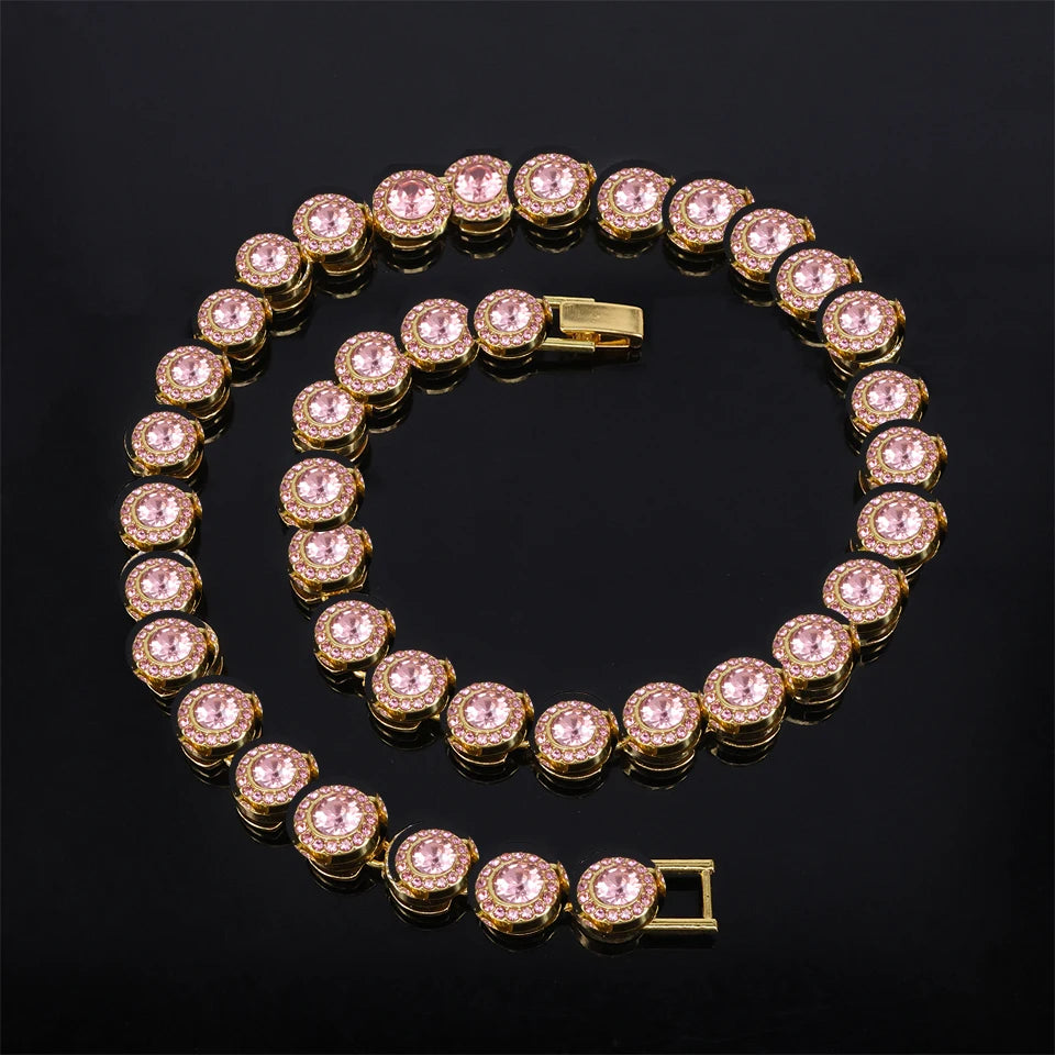 Round Rhinestone Tennis Bracelet & Necklace Set, 12mm Wide