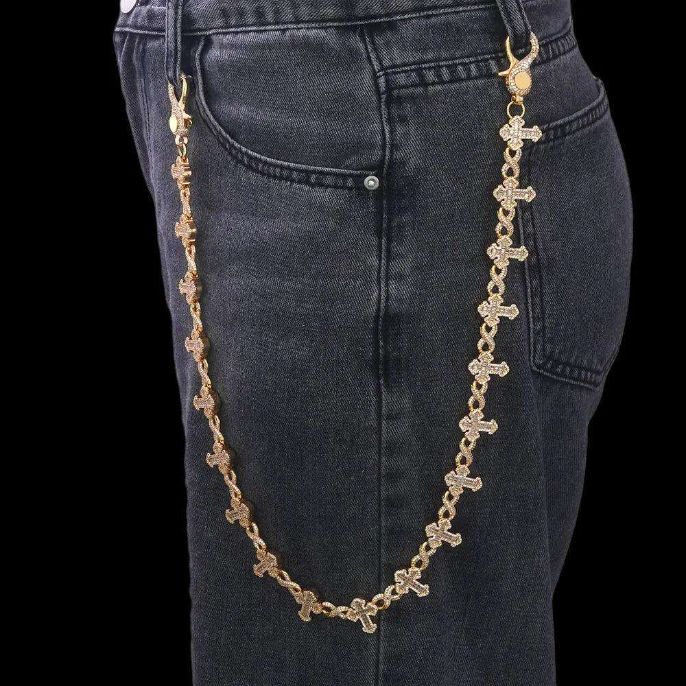Silver Cross Iced Out Chain Necklace 15MM