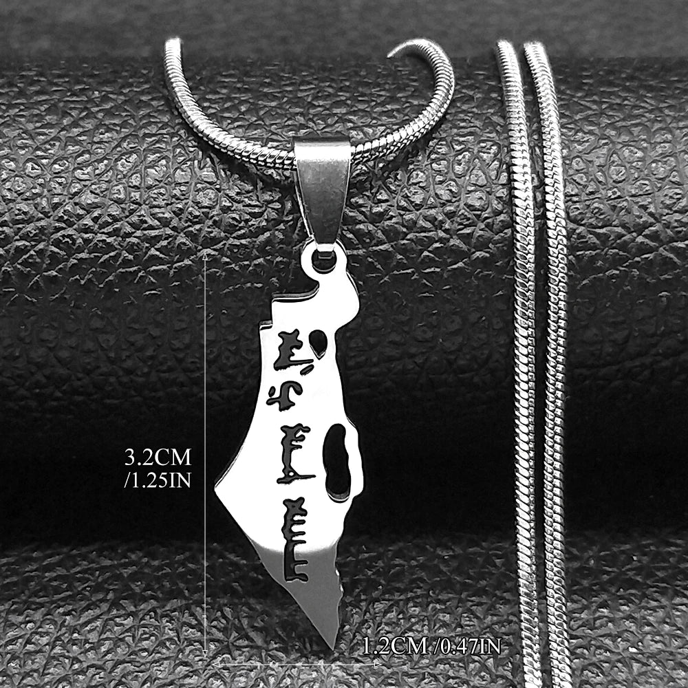 Israel Star of David Map Necklace — Stainless Steel