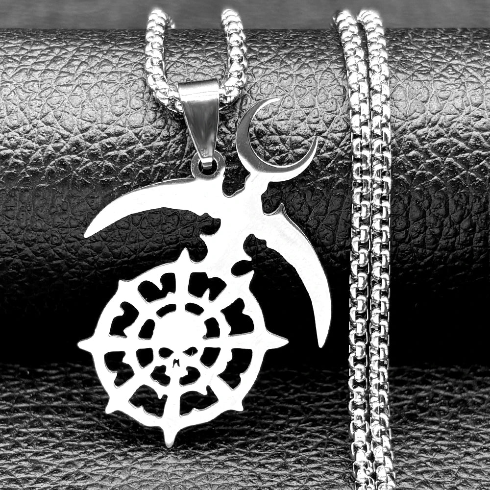 Gold Statement Long Pendant Necklace — Stainless Steel
