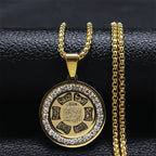 Muslim Islamic Religious Stainless Steel Crystal Necklace Women Islam Quran Allah Pendant Necklaces Arabic Jewelry