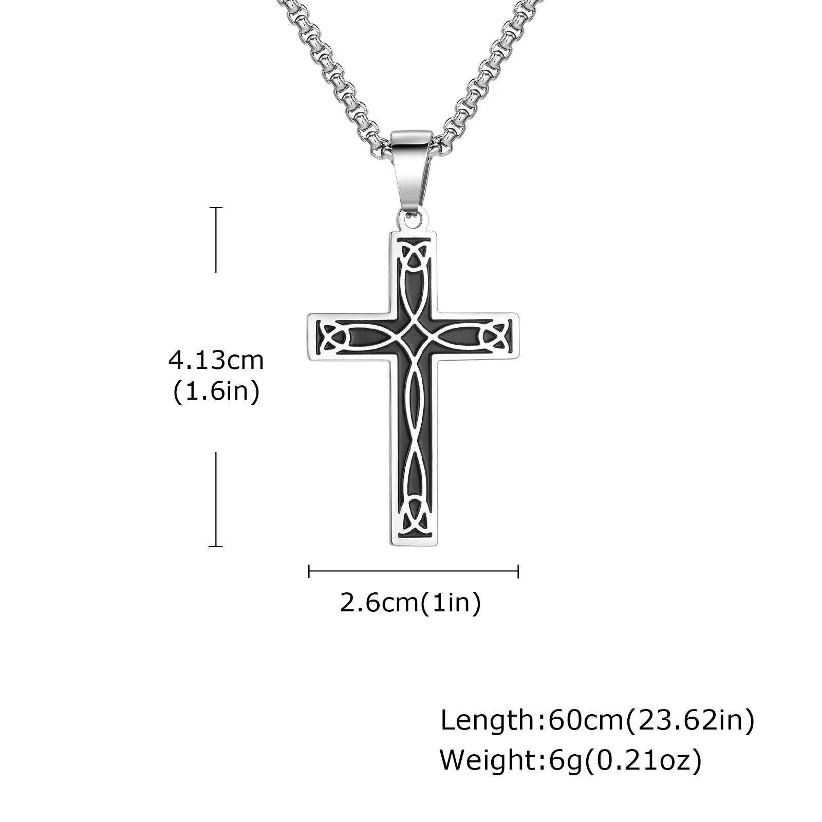 Cross Silver Pendant Necklace — Stainless Steel
