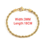 Rope Chain Bracelet 3-4mm — Stainless Steel