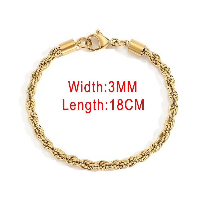 Rope Chain Bracelet 3-4mm — Stainless Steel