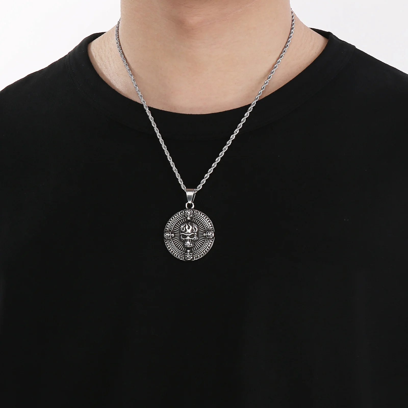 Ghost House Skull Pendant Necklace — Stainless