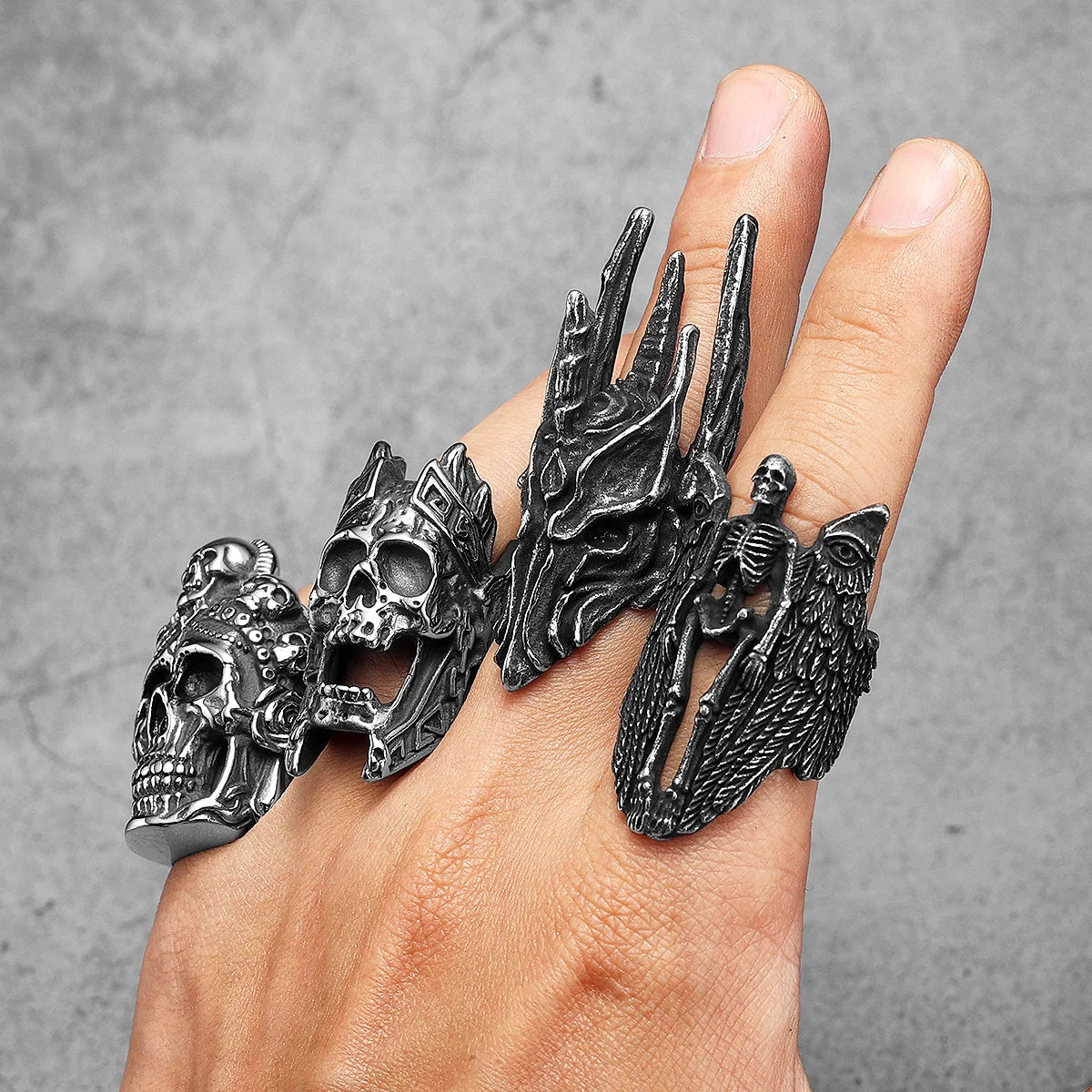 Lich King Skull Ring Black — Stainless Steel